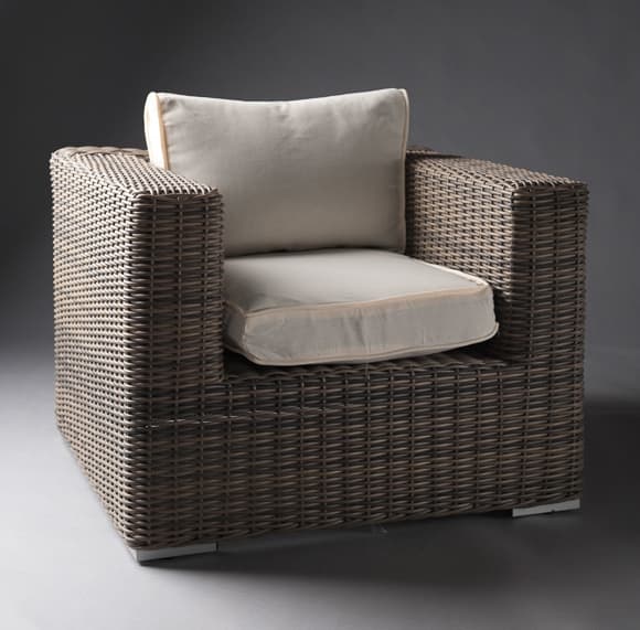 3: White Outdoor Rattan Armchair 