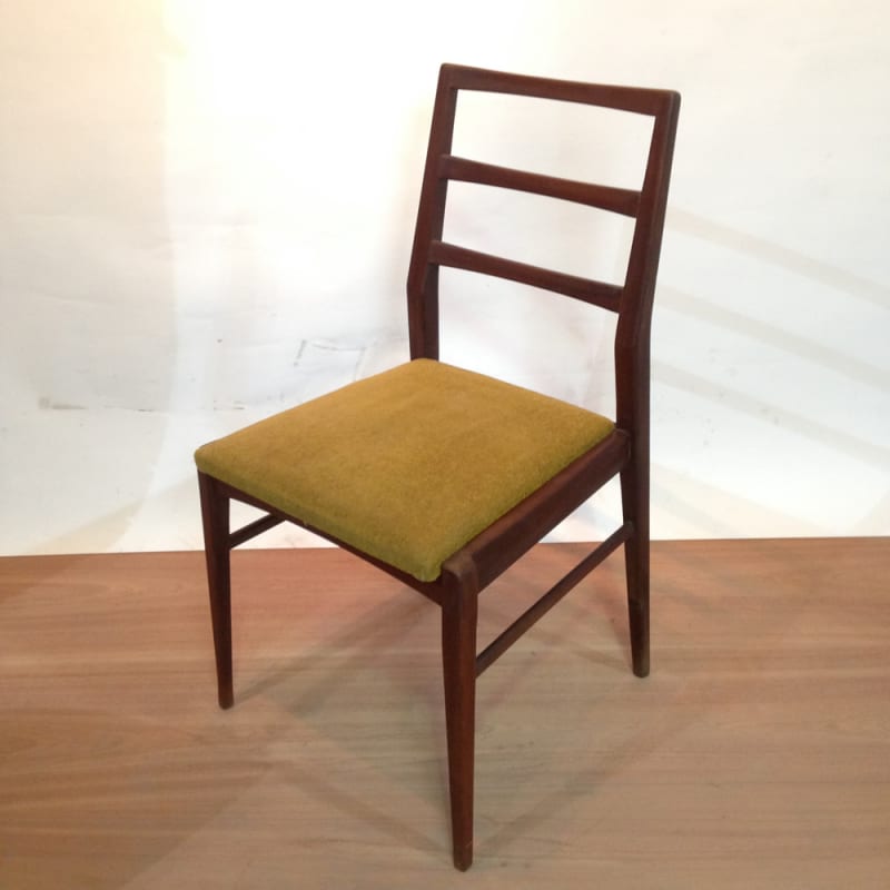5: Wooden and Mustard Fabric Vintage Chair
