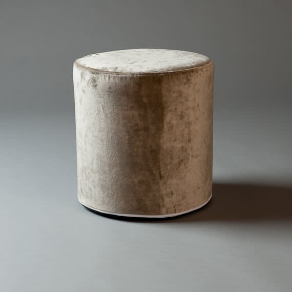 Small Champagne Velvet Round Pouf