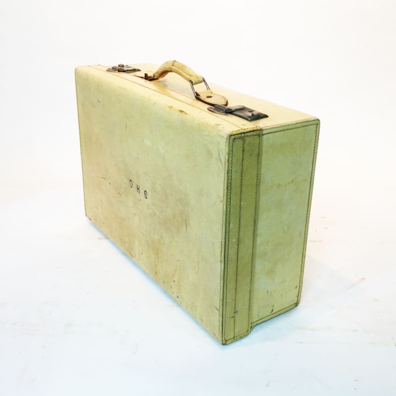 5: White Leather Medium Briefcase