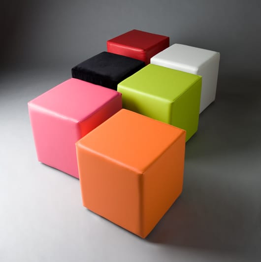 Small Orange Square Pouf