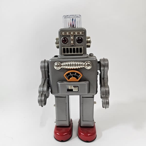 2: Retro Silver Toy Walking Robot