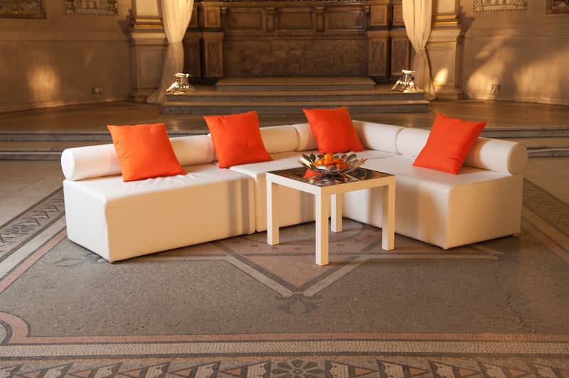 White Single Bolster 1 Meter Length Modular Sofa