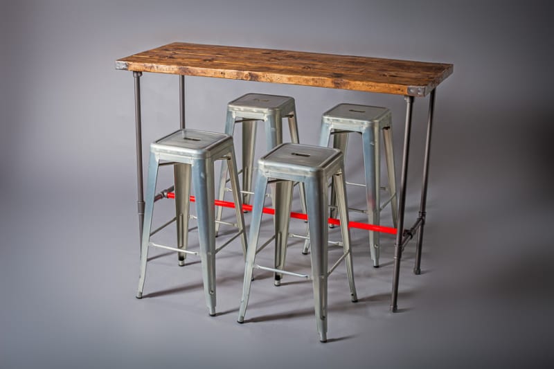 4: Rustic Industrial Style Rectangular High Poseur Tables