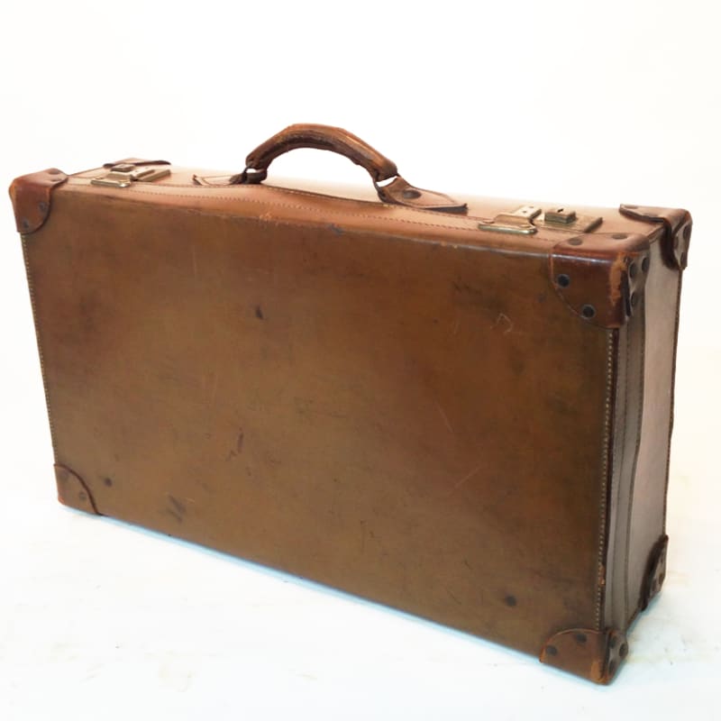 5: Light Brown Leather Suitcase