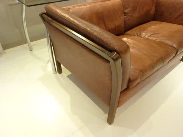 3: Danish 2 Seater Leather Sofa