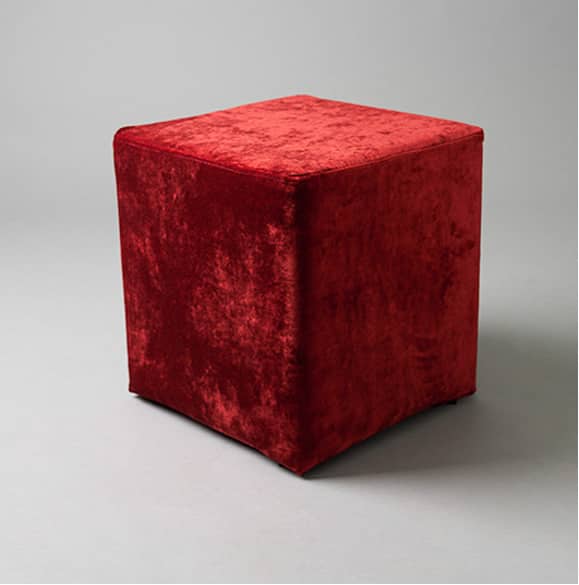 2: Small Red Velvet Square Pouf