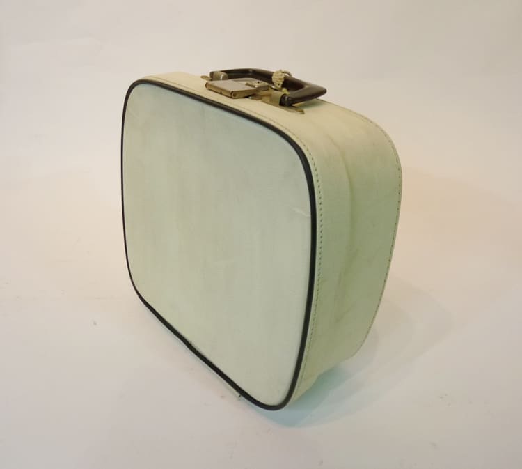 5: Small White With Blue Trim Vanity Case