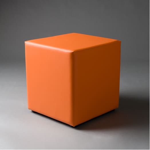 Small Orange Square Pouf