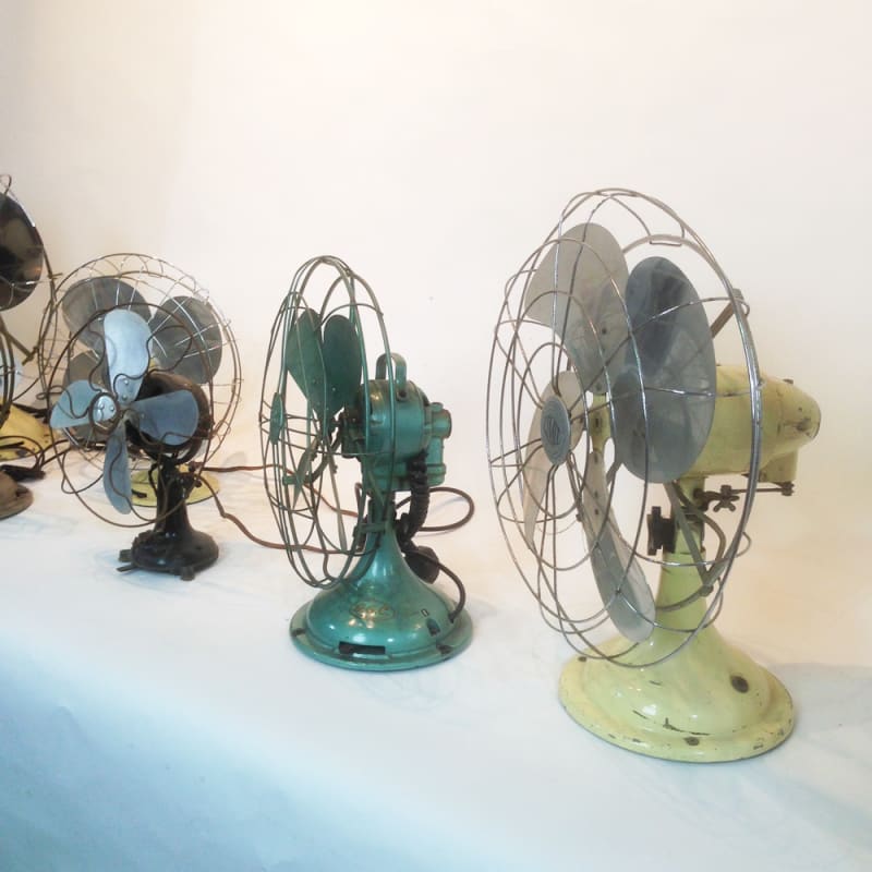 4: Vintage Industrial Desk Fan - Green (Working)