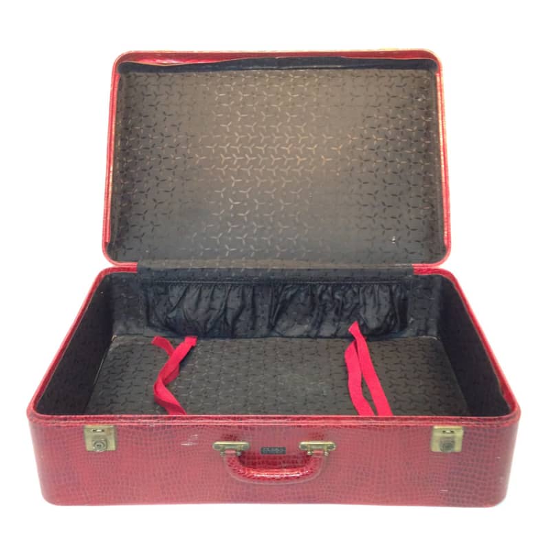 5: Red Faux Crocodile Skin Soft Shell Suitcase