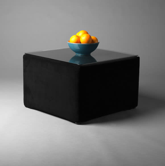 2: Black Velvet Square Pouf Table