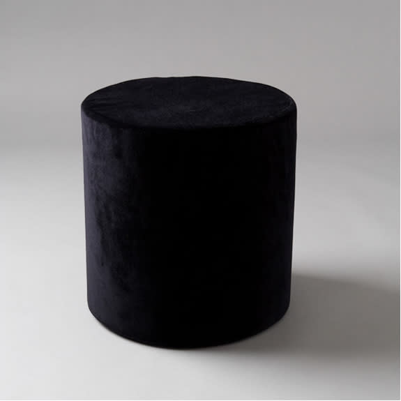 2: Small Black Velvet Round Pouf