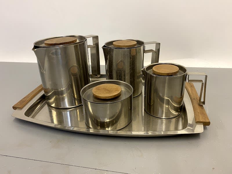 3: Stainless Steel Tea, Coffee, Milk & Sugar Set On Tray