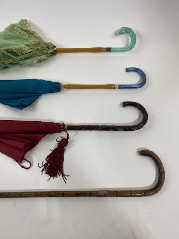 3: Vintage Umbrella / Cane Walking Stick