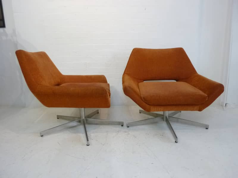 3: Orange Retro Low Lounger Chair