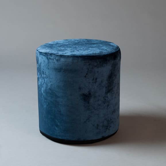 2: Small Blue Velvet Round Pouf