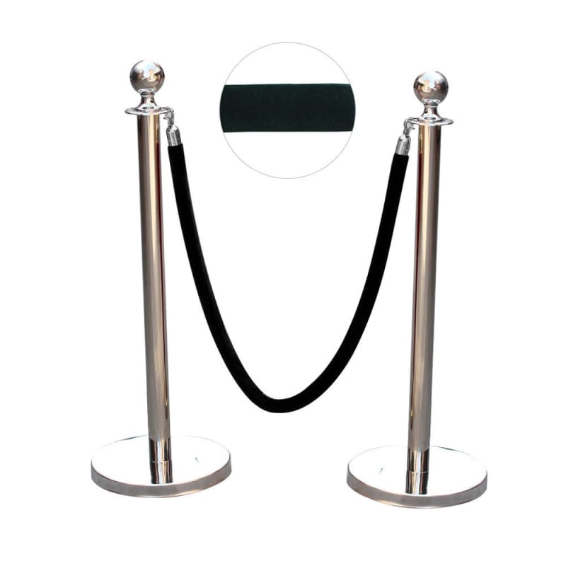 2: 2 Stanchion Posts With 1 Black Velvet Rope