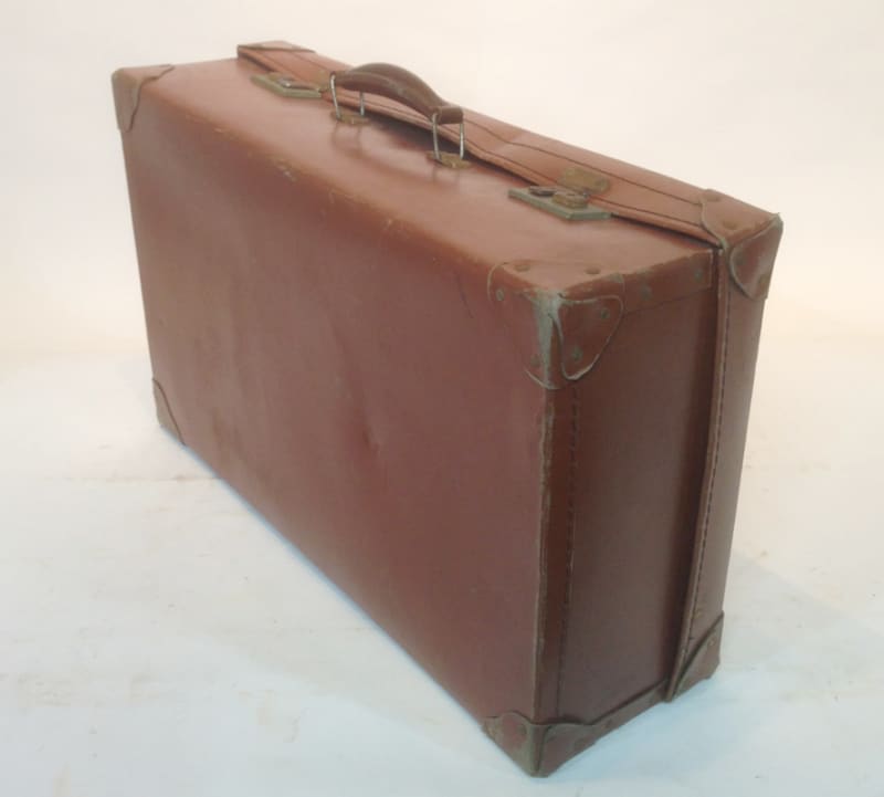 5: Medium Light Brown Leather Suitcase