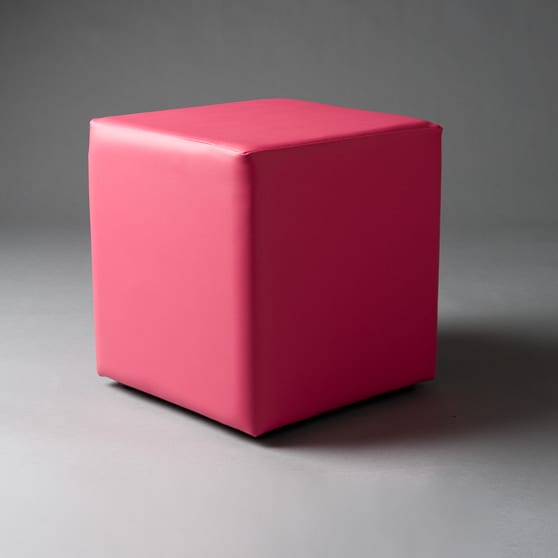 2: Small Pink Square Pouf