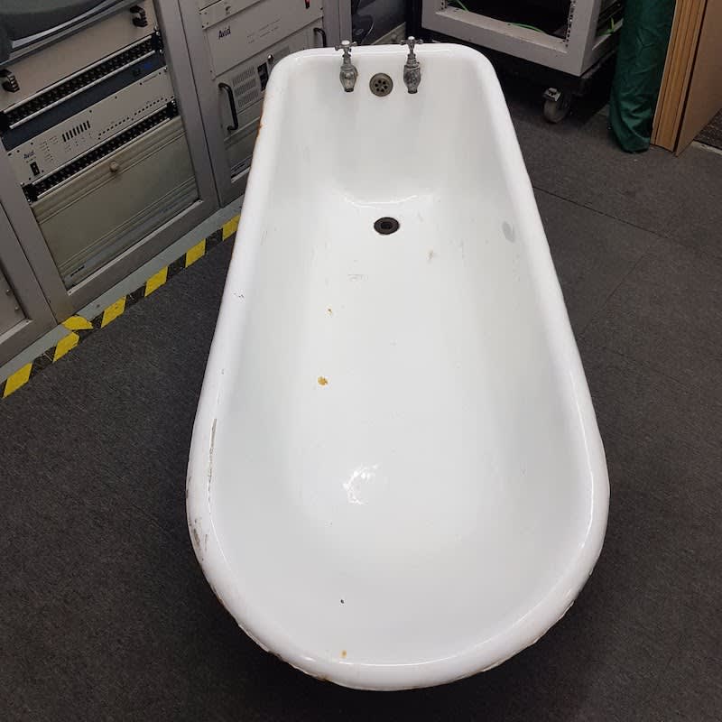 7: White Enamel Vintage Bath With Original Taps