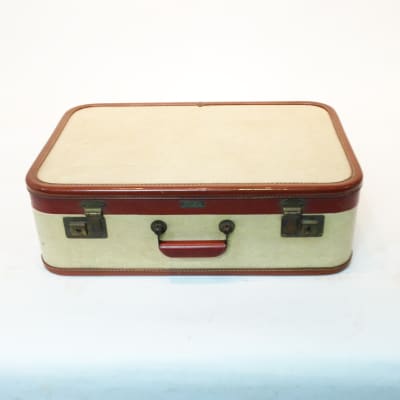 Cream Vintage Suitcase With Brown Trim