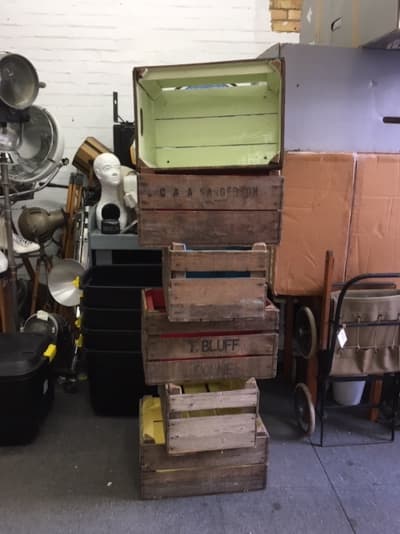 Wooden Apple Crates With Painted Insides