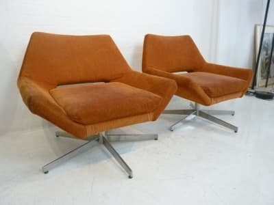 Orange Retro Low Lounger Chair