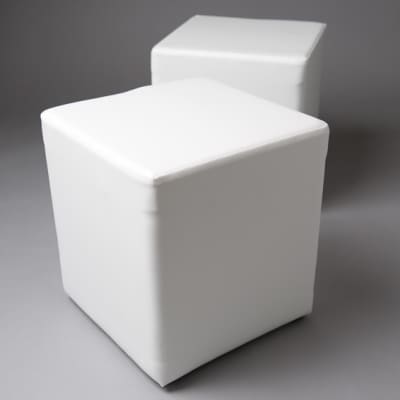 Small White Square Pouf