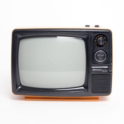 Fully Working Orange 1970's Black & White Sanyo TV