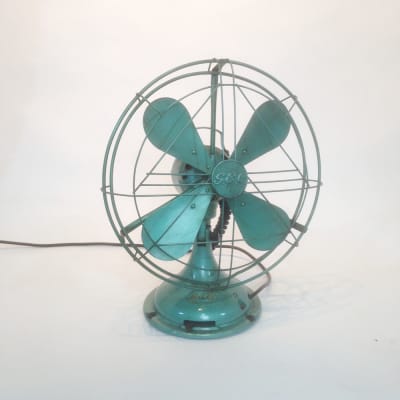 Vintage Industrial Desk Fan - Green (Working)