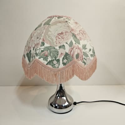 Floral Lampshade With Chrome Base Table Lamp (Working)