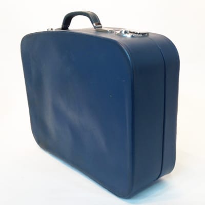 Blue Soft Leather Medium Suitcase