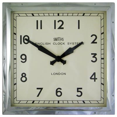 Working Smiths Chrome Industrial Wall Clock (Diameter 41cm)