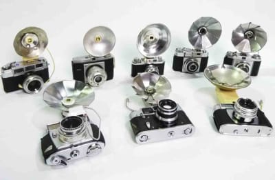 Retro SLR Cameras With Flash Units (Non Practical)
