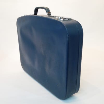 Thin Blue Soft Leather Suitcase