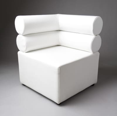 White Double Bolster Corner Modular Sofa