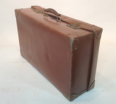 Medium Light Brown Leather Suitcase