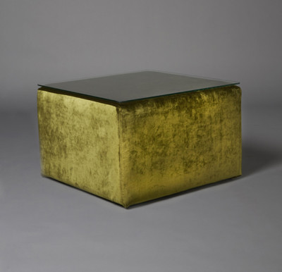 Green Velvet Square Pouf Table