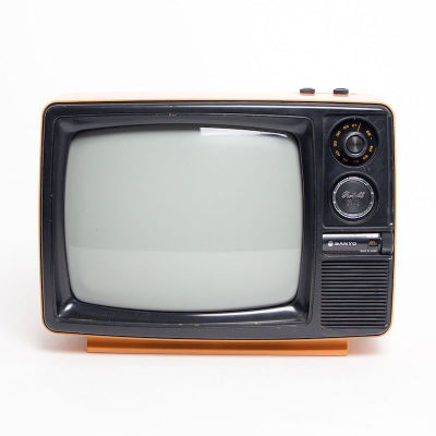 Fully Working Orange 1970's Black & White Sanyo TV