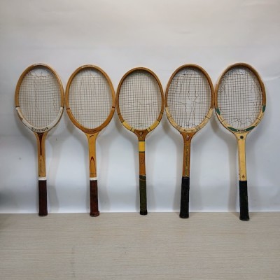 Vintage Wooden Tennis Racket With Damaged Stringbed