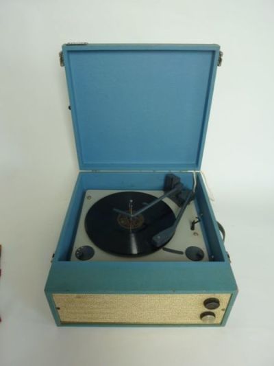 Blue Vintage Record Player (Partly Working)
