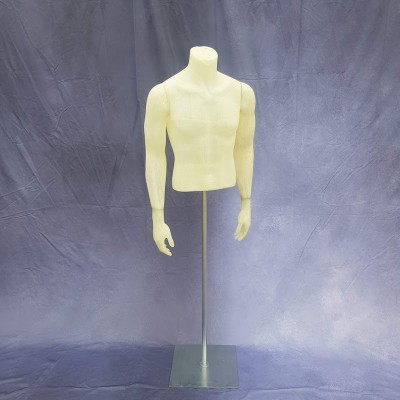 Male Fibreglass Mannequin Torso With Arms On Stand