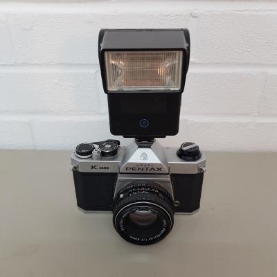 Pentax Asahi K1000 Paparazzi Camera With Working Flash Unit