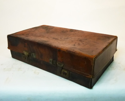 Distressed Brown Vintage Leather Suitcase