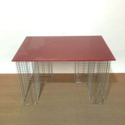 Ruby Red Glass Top Desk With Chrome Supports