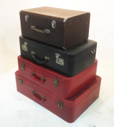 Stack Of 4 Retro Faux Crocodile Skin Suitcases 