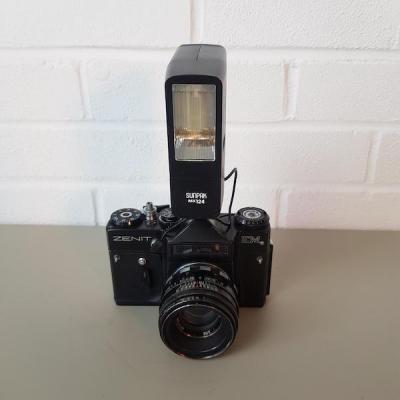 Zenit EM Paparazzi Camera With Working Flash Unit