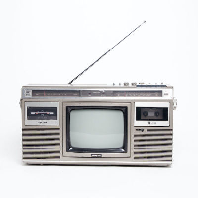 Fully Working Black & White Sharp Integrated TV With Radio & Tape Deck