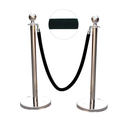 2 Stanchion Posts With 1 Black Velvet Rope